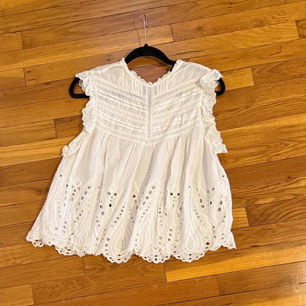 Zara White Eyelet Blouse
